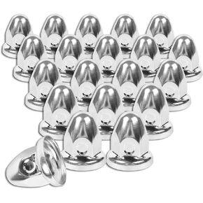 33mm x 2 1/2" Steel Lug Nuts Covers,Polished Bullet Flanged Caps Pointed Push-on Lug Nut Cover for Semi Trucks, Pack of 20 PCS