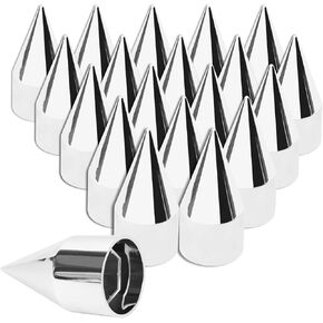 33mm x 4 3/4" Chromed Spike Lug Nuts Covers Push on,ABS Chrome Plastic Caps Pointed Push-on Lug Nut Cover for Semi Trucks Trailers, Pack of 20 PCS