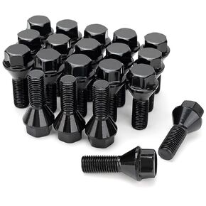 20pcs Wheel Lug Bolts M12x1.25 for 2014-2022 Jeep Cherokee, Upgrade 19mm Hex Length 28mm, Replace# 611-005 Compatible with Dodge Dart, Compass, Renegade, Chrysler (Black)