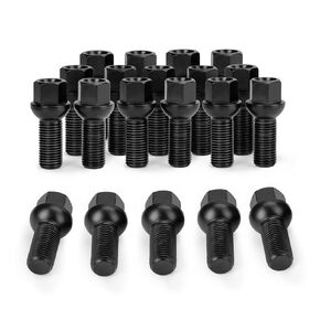 14x1.5 Lug Bolts Fit for A3 A4 A5 A6 A7 A8 S3 S4 S5 S6 S7 S8 Jetta Tiguan Golf Beetle CC, M14x1.5 Lug Bolts Black 20PC 28mm Shank(OEM Length) 52mm Length Conical Bulge Seat