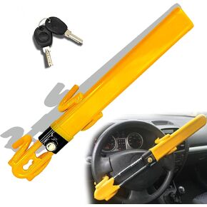 Steering Wheel Lock for car Universal Adjustable Length Anti-Theft Device Car Locks Double Hook Locks for Car SUV Pickup Truck Van(Red)