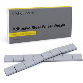 StanceMagic - 0.25oz 1/4oz - عصا لاصقة رمادية على أوزان العجلات، سهلة التقشير، منخفضة المظهر، أوزان موازنة فولاذية مطلية بالزنك للسيارات والدراجات ATV UTV، صندوق 0.75 رطل (12oz)، تحتوي على 48 قطعة
