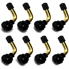 Tubeless Tire Valve Stem PVR70 8PCS Brass Stems Bent 90 Degree Angled Snap-in Black Rubber Base for Motorcycle Scooter ATV Go Kart Fits Tubeless Tire Rim