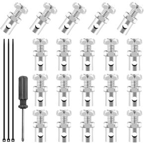 Universal 20pcs Brake/Throttle Cable Ends:1/8" Universal Cable Stop Clamp Repair Parts,for Go Kart Motorcycle Lawn Mower Motorized Bike Bicycle Scooter Garden Tractor Parts Silver