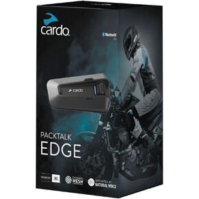 Cardo PACKTALK Edge Motorcycle Bluetooth Communication System Headset Intercom - Single Pack, Black
