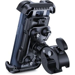 Lamicall Motorcycle Phone Mount Holder - [Dual Vibration Dampener] [Anti Shake] Motorcycle Cell Phone Holder, Upgrade Bike Phone Mount, Fit iPhone 15/14/ 13 Pro Max, More 4.7-6.7" Phones, Black