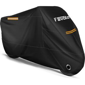 Favoto Motorcycle Cover 104 inches Length All Season Universal Weather Waterproof Sun Outdoor Protection Night Reflector with Lock-Holes & Storage Bag Motorbike Vehicle Cover, Camouflage