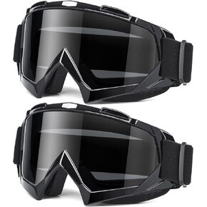 Adult Dirt Bike Goggles, 2-Pack ATV Motorcycle Goggles for Men & Women, Wide Vision Riding Off-Road Goggles