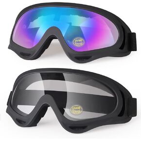Clear Dirt Bike ATV Goggles Motorcycle Goggles Bike Riding Goggles UTV Off road Goggles Skiing Goggles Protective Goggles Anti-Fog Dustproof Impact-Resistant Kids Youth Adult 2Pack/Clear