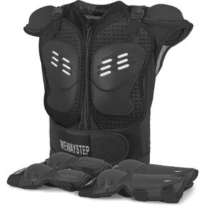 Kids Motorcycle Armor Gear Body Armor Vest Suit Chest Spine Protector Motocross Dirt Bike Protective Gear with Elbow Knee Protector Pads for MTV ATV Cycling Skateboard Off-Road Racing Skiing