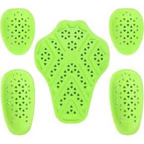 KEMIMOTO CE Level 1 Back Armor Protector Pad, CE Level 2 Elbow and Shoulder Certified, Anti Impact Inserts for Motorcycle Jackets (5 PC Set)