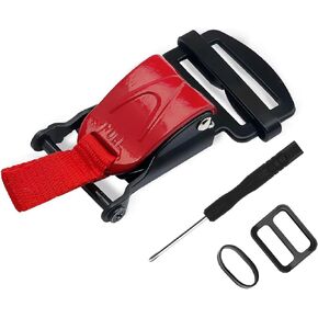 Helmet Quick Release Buckle Replacement Kit, All Stainless Steel Ratcheted Helmets for Chin Strap Up to 1", Motorcycle Helmets Accessories, Compatible with Half, 3/4, Full Face Helmet (Red)