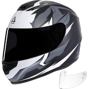 TRIANGLE Full Face Motorcycle Helmet with Extra Clear Visor Street Bike Helmet for Men DOT Approved (Medium, Matte Black)