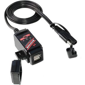 MOTOPOWER MP0608 3.1Amp Motorcycle Dual USB Port SAE to USB Adapter Battery Monitor with Switch Control and LED Indicators