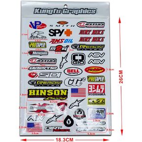 Kungfu Graphics Micro Sponsor Logo Racing Sticker Sheet Universal (7.2X 10.2 inch), White, MSS (7)