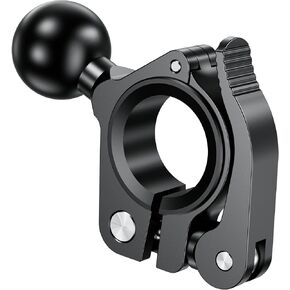 BRCOVAN Aluminum Alloy Handlebar Clamp Mount Base with 1'' TPU Ball for Rail Diameter 0.5'' 0.87'' 1'' 1.26'', Compatible with RAM Mounts B Size 1 Inch Ball Double Socket Arm, Tool-Less Installation