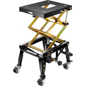 VIVOHOME 350 Lbs Heavy Duty Hydraulic Motorcycle Lift Jack Table Foot Operated ATV Dirt Bike Scissor Stand with 4 Wheels Black