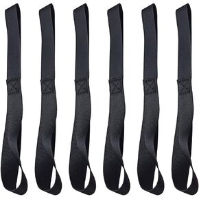 Black Soft Loop Tie Down Straps (6 Pack) 4500Lbs Breaking Strength and 1500Lbs Load Capacity, 12 * 1in Heavy Duty Tie Down Loops for Securing ATV UTV Motorcycles Scooters Dirt Bikes Lawn Equipment