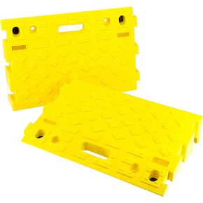 MAXXHAUL 50707 Portable Interlocking Plastic Curb Threshold Ramps Set (Yellow) for Loading Dock, Driveway, Sidewalk for Scooter, Wheelchair, Car, Truck, Motorcycle, Dolly