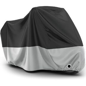 Favoto Motorcycle Cover Waterproof Outdoor - All Season Sun Protection Universal Fit Oxford Cloth with Lock-Holes Rain Snow Dust Proof Fits up to 86.6" Motorbikes Vehicle Motorbike Cover