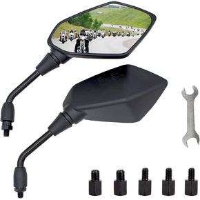 MAMIKO Universal Motorcycle Rear View Mirrors for M8 M10 Threaded Bolt Double Take Mirror Mount Compatible with Motorcycle Scooter Moped Polaris Sportsman Honda ATV Dirt Bike Cruiser