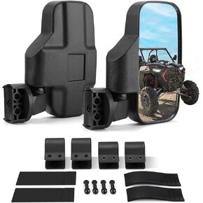KEMIMOTO UTV Mirrors UTV Side Mirrors Fits 1.6 in - 2 in Roll Cage Compatible with Pioneer Polaris RZR 900 1000 Can-Am Kawasaki Mule Rhino YXZ Zforce, Shatter Proof Tempered Glass