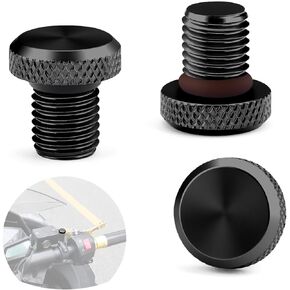 3 Pcs Motorcycle Mirror Hole Plug M10x1.25, Universal Space Aluminum Motorcycle Rear view Mirror Screws Suitable for most Motorcycle(Honda,Yamaha, Kawasaki, Suzuki,Ducati) ATV and bike etc(black)