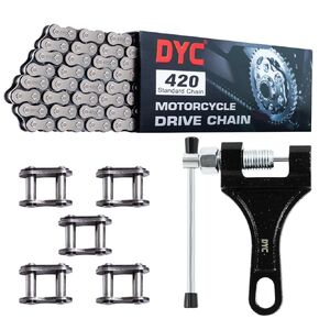 DYCTAHO 420 Motorcycle Chain 132 Link Standard Roller Chain with Free Chain Breaker 5 Connecting Master Link for 100cc 110cc 125cc Dirt Pit Bike ATV Quad Go Kart Mini Bike Scooter