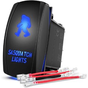 Nilight Sasquatch Lights Rocker Switch 5Pin Laser On/Off LED Light 20A/12V 10A/24V Switch Jumper Wires Set for Jeep Boat Trucks,2 Years Warranty (90003B)