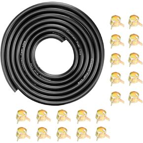 10-Foot Length Stretchy 1/4 Inch ID Fuel Line+20pcs 2/5" ID Hose Clamps for Kawasaki Kohler Briggs & Stratton Small Engines