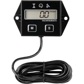 Runleader Digital Hour Meter Tachometer, Maintenance Reminder, User Shutdown, Use for ZTR Lawn Mower Tractor Generator Marine Outboard ATV Motor Snowmobile and Gas Powered Equipment (1)