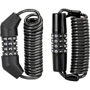 ROCKBROS Motorcycle Helmet Lock, Bike Helmet Lock, 4 Digit Little Cable Lock, Retractable Luggage Lock, Stroller Lock, Black, 2Pcs