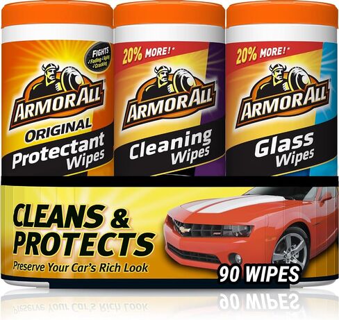 Armor All Protectant, Glass and Cleaning Wipes, Wipes for Car Interior and Car Exterior, 30 Count Each (Pack of 3) in Saudi Arabia