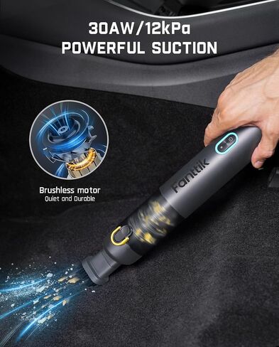 Fanttik Slim V8 Mate Cordless Car Vacuum High Power, 12000Pa/30AW, RobustClean™ Mini Vacuum with Flexible Hose and Pet Brush, 2H Fast Charge, Portable Vacuum for Car Interior Home Cleaning in Saudi Arabia