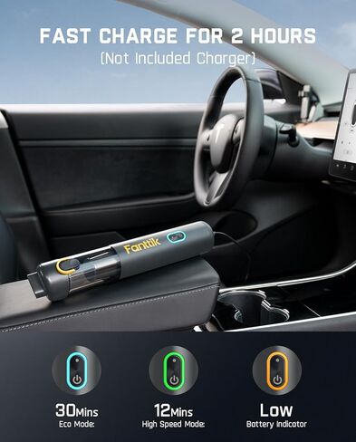 Fanttik Slim V8 Mate Cordless Car Vacuum High Power, 12000Pa/30AW, RobustClean™ Mini Vacuum with Flexible Hose and Pet Brush, 2H Fast Charge, Portable Vacuum for Car Interior Home Cleaning in Saudi Arabia