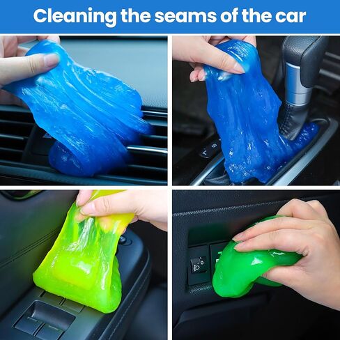 جل تنظيف السيارة من كاييت، طقم تنظيف السيارة مكون من 4 قطع، ملحقات مستلزمات تفاصيل السيارة للرجال والنساء، غبار حواف السيارة، منظف الشقوق، إزالة الشحوم والغبار، منظف لوحة المفاتيح النظيف. in Kuwait