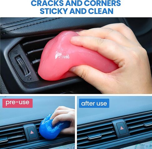 جل تنظيف السيارة من كاييت، طقم تنظيف السيارة مكون من 4 قطع، ملحقات مستلزمات تفاصيل السيارة للرجال والنساء، غبار حواف السيارة، منظف الشقوق، إزالة الشحوم والغبار، منظف لوحة المفاتيح النظيف. in Kuwait