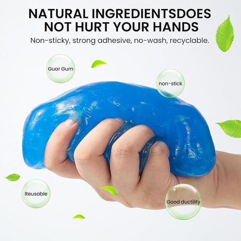 جل تنظيف السيارة من كاييت، طقم تنظيف السيارة مكون من 4 قطع، ملحقات مستلزمات تفاصيل السيارة للرجال والنساء، غبار حواف السيارة، منظف الشقوق، إزالة الشحوم والغبار، منظف لوحة المفاتيح النظيف. in Kuwait