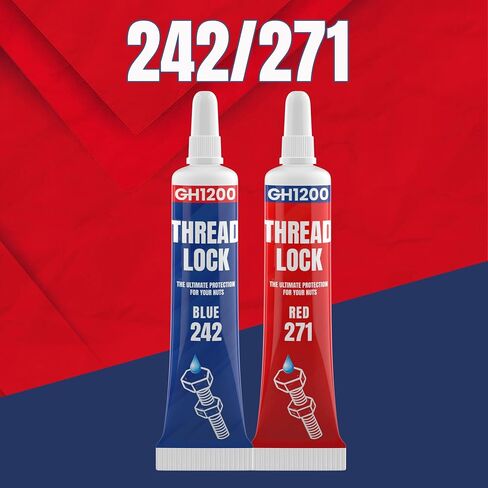 2 Pack Thread Lock. 271 and 242 Medium and Strong Strength Locktight for Nuts, Bolts, Fasteners and Metals. Lock Tight Thread Locker with Stable and Consistent Performance (6gx2) in Kuwait