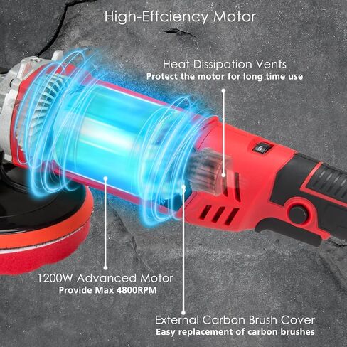 ملمع عازل، ملمع دوار 10 أمبير 7 بوصة لتفصيل السيارة، آلة تلميع عازلة للسيارة 1200 وات 7 سرعات متغيرة، بحد أقصى 4800 دورة في الدقيقة، مع وسادة إسفنجية من الصوف لتلميع السيارة، التلميع، إزالة الشعر بالشمع in Kuwait