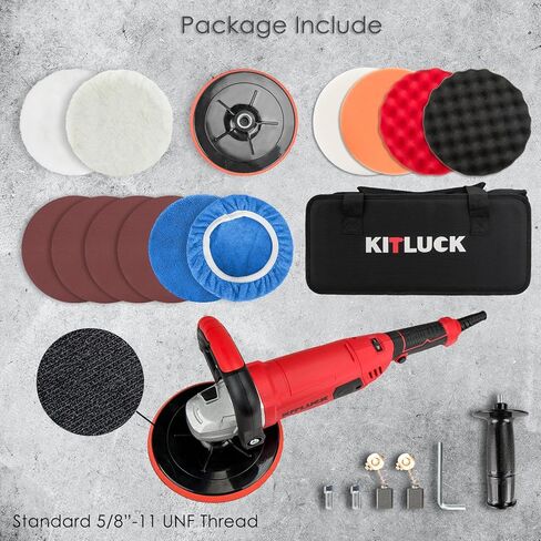 ملمع عازل، ملمع دوار 10 أمبير 7 بوصة لتفصيل السيارة، آلة تلميع عازلة للسيارة 1200 وات 7 سرعات متغيرة، بحد أقصى 4800 دورة في الدقيقة، مع وسادة إسفنجية من الصوف لتلميع السيارة، التلميع، إزالة الشعر بالشمع in Kuwait