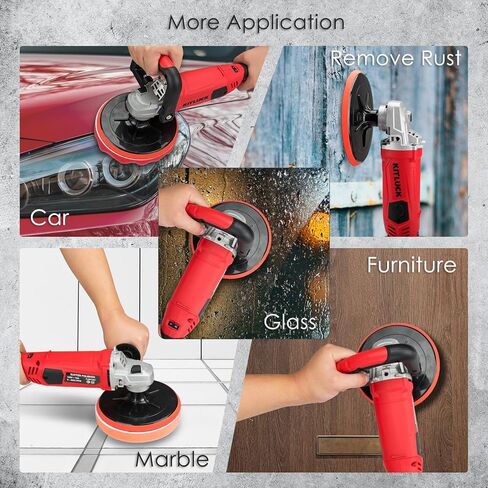 ملمع عازل، ملمع دوار 10 أمبير 7 بوصة لتفصيل السيارة، آلة تلميع عازلة للسيارة 1200 وات 7 سرعات متغيرة، بحد أقصى 4800 دورة في الدقيقة، مع وسادة إسفنجية من الصوف لتلميع السيارة، التلميع، إزالة الشعر بالشمع in Kuwait