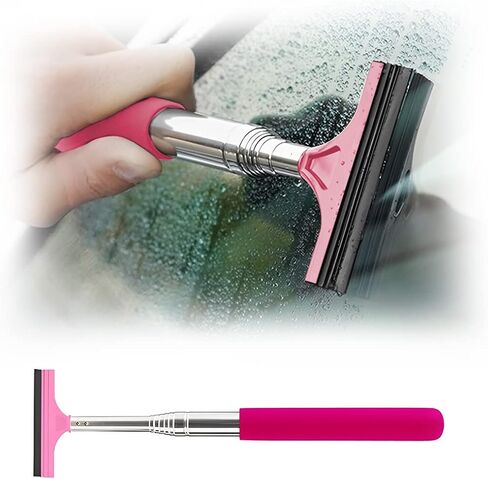 Car Rearview Mirror Wiper, Telescopic Squeegee for Auto Glass, Portable Water Cleaner with Retractable Long Rod, Mini Automotive Cleaning Tool, Universal for All Vehicles (Black) in Saudi Arabia