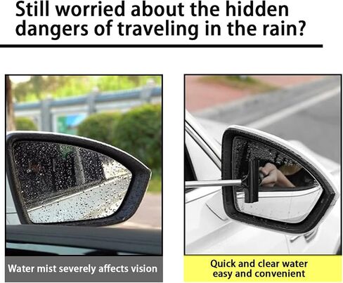 Car Rearview Mirror Wiper, Telescopic Squeegee for Auto Glass, Portable Water Cleaner with Retractable Long Rod, Mini Automotive Cleaning Tool, Universal for All Vehicles (Black) in Saudi Arabia