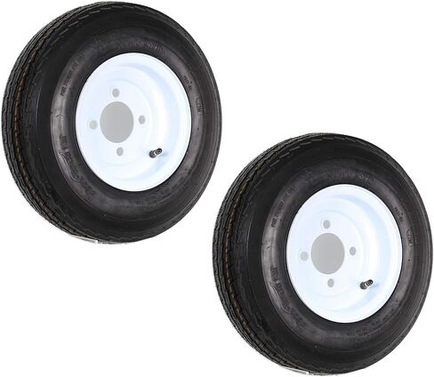 eCustomRim 2-Pk Trailer Tires On White Wheel Rims 4.80-8 LRC 4 Lug On 4 in. - 2 Year Warranty w/Free Roadside in Saudi Arabia