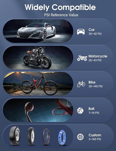 منفاخ إطارات ZMOON ضاغط هواء محمول، 2 في 1 150 رطل لكل بوصة مربعة لاسلكي ومضخة هواء تيار مستمر 12 فولت لإطارات السيارات، 9000 مللي أمبير في الساعة 4 مرات تضخم أسرع مضخة هواء لقياس الضغط المباشر للسيارة/الدراجة النارية/الدراجة/الكرة in Kuwait