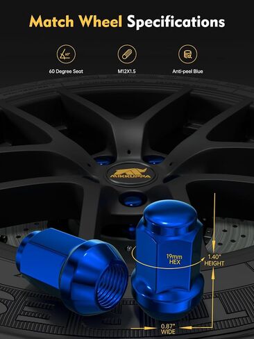 صواميل العروة MIKKUPPA M12x1.5 - بديلة لـ 2006-2019 Ford Fusion، 2000-2019 Focus، 2001-2019 Escape Aftermarket Wheel 20 قطعة من نهاية مغلقة من الكروم in Saudi Arabia