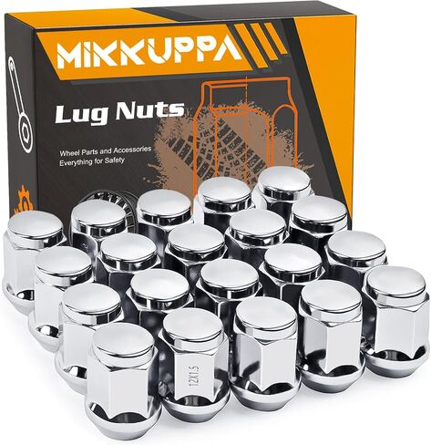 صواميل العروة MIKKUPPA M12x1.5 - بديلة لـ 2006-2019 Ford Fusion، 2000-2019 Focus، 2001-2019 Escape Aftermarket Wheel 20 قطعة من نهاية مغلقة من الكروم in Saudi Arabia