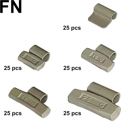 FN-M75G Wheel Weight Kit FN Style ;Grey 75 pcs/kit: 10g 15pcs, 15g 20pcs, 20g 15pcs, 25g 5pcs, 30g 5pcs, 40g 5pcs, 50g 5pcs and 60g 5pcs in Saudi Arabia
