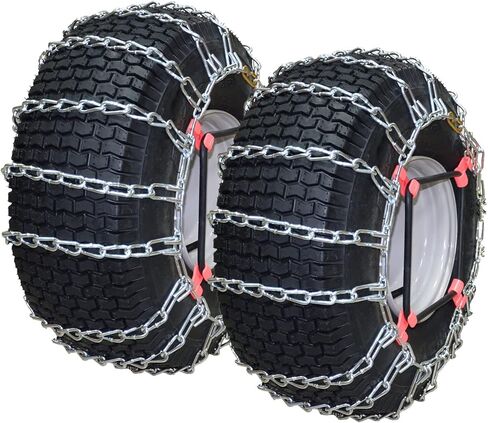 OakTen Set of 2 Tire Chains 20x8.00x10, 20x8.00x8, 21x7.00x8 for Lawn Garden Tractors, Mowers, and Riders, 2-Link Design for Enhanced Traction in Kuwait